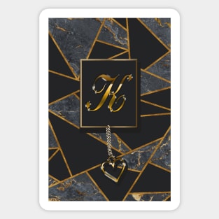 Monogram K Marble Mosaic Golden Glitters Sticker